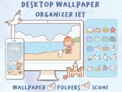 Happy Sea Desktop Wallpaper Organizer| Mac and Windows Organizer | Mac and Windows Desktop Folder Icons|Desktop Icons and Wallpapers