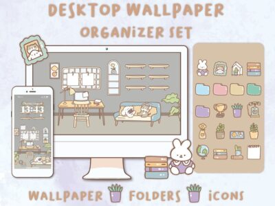 Cute cozy day Desktop Wallpaper Organizer| Mac and Windows Organizer | Mac and Windows Desktop Folder Icons|Desktop Icons and Wallpapers