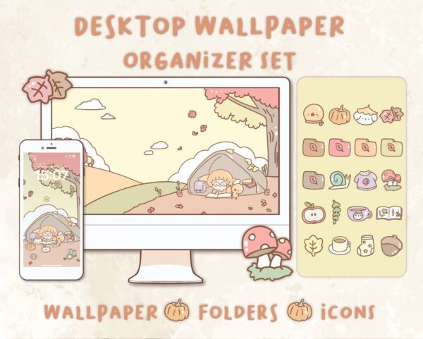 Lovely Autumn Desktop Wallpaper Organizer| Mac and Windows Organizer | Mac and Windows Desktop Folder Icons|Desktop Icons and Wallpapers