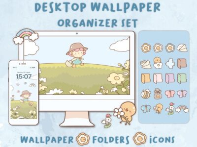 Cute Spring Desktop Wallpaper Organizer| Mac and Windows Organizer | Mac and Windows Desktop Folder Icons|Desktop Icons and Wallpapers