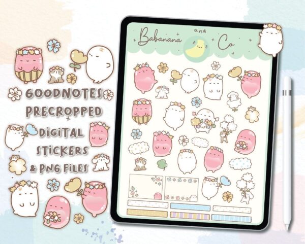 Cute flowers digital stickers