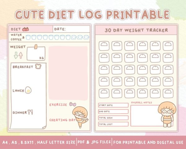 Cute Diet Log Printable