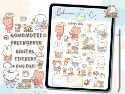 Happy day digital stickers | Goodnotes Stickers | Cute Hand Draw | Digits Stickers | planner | kawaii | precropped png