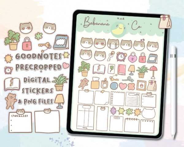 Cute Cat Planner Sticker digital stickers | Goodnotes Stickers | Cute Hand Draw | Digits Stickers