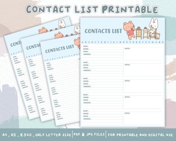 Contact List Printable