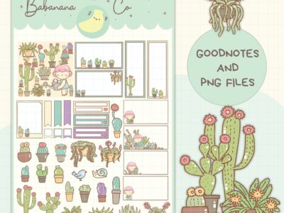 Lovely Cactus digital stickers | Goodnotes Stickers | Cute Hand Draw | Digits Stickers