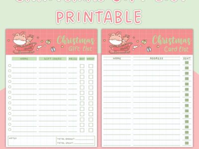 Printable Chritsmas Gift List|Christmas Card  List|Christmas Shopping List|Christmas Gift Tracker|Christmas Card Tracker|Digital DownloadPDF