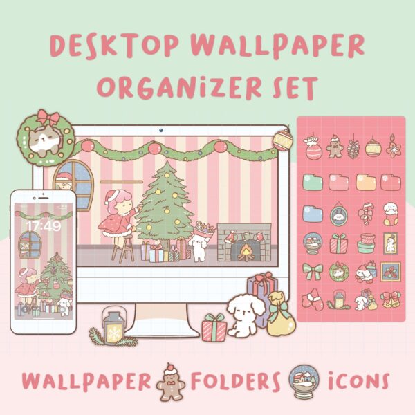Chistmas Desktop Wallpaper Organizer| Mac and Windows Organizer | Mac and Windows Desktop Folder Icons|Desktop Icons and Wallpapers