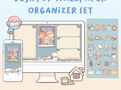 Cute Winter Desktop Wallpaper Organizer| Mac and Windows Organizer | Mac and Windows Desktop Folder Icons|Desktop Icons and Wallpapers