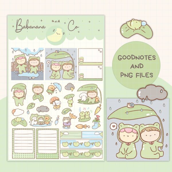 Cute Rainy digital stickers | Goodnotes Stickers | Cute Hand Draw | Digits Stickers