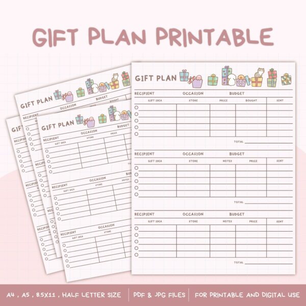 Gift  List Planner Printable