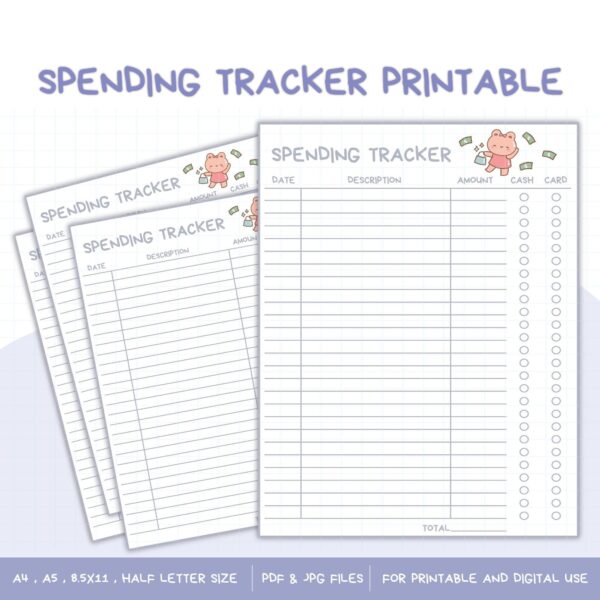 Weekly Spending Tracker l Budget Planner Printable l Spending Log l  Weekly Budget l Weekly Expense Tracker | Instant Download PDF