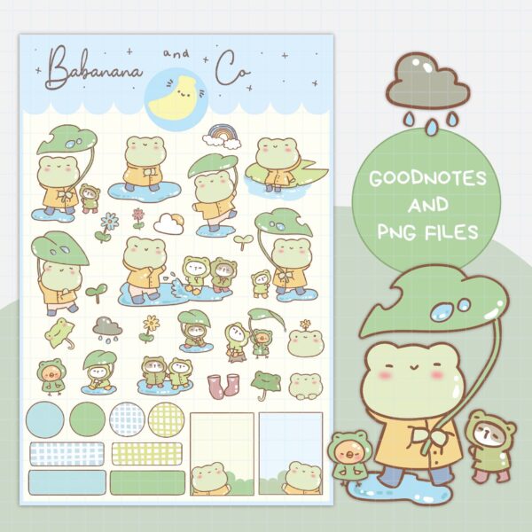 Cute Rainy digital stickers | Goodnotes Stickers | Cute Hand Draw | Digits Stickers