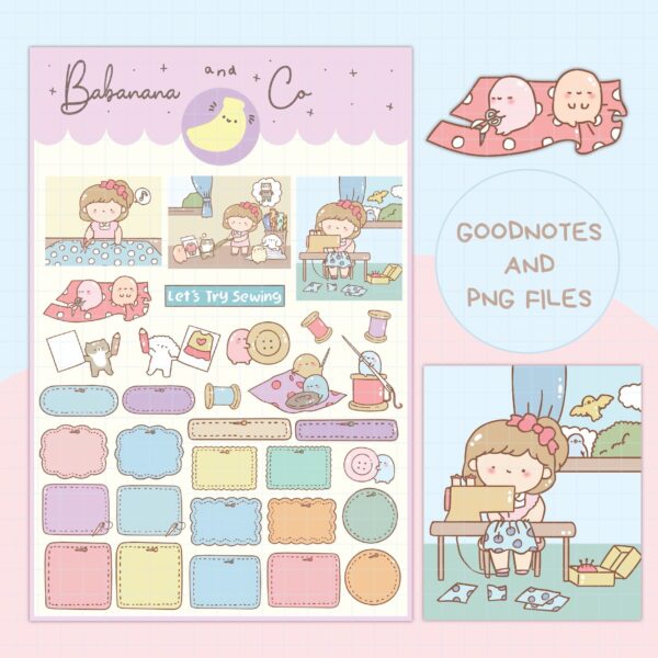 Sewing Time digital stickers | Goodnotes Stickers | Cute Hand Draw | Digits Stickers
