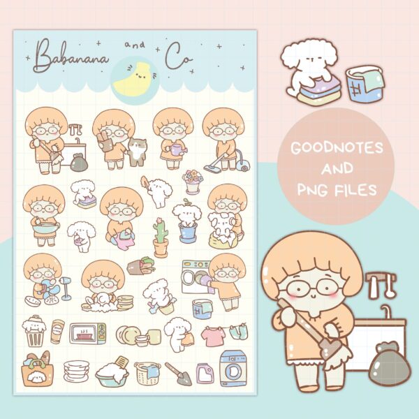 Chores day digital stickers | Goodnotes Stickers | Cute Hand Draw | Digits Stickers