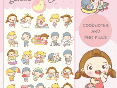 Bundle Daily digital stickers | Goodnotes Stickers | Cute Hand Draw | Digits Stickers | planner | kawaii | precropped png