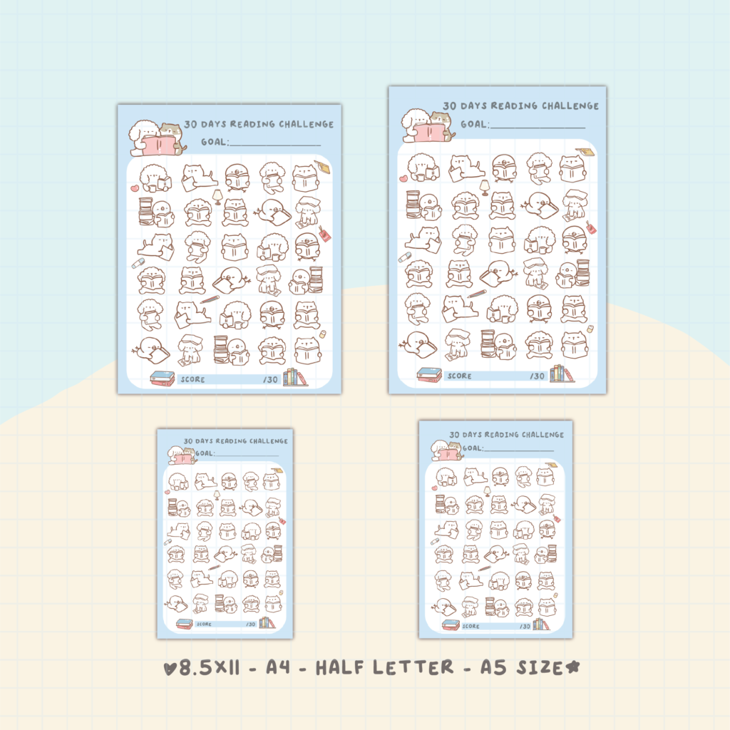 30 Day Challenge Printable Reading Tracker Progress Tracker Book