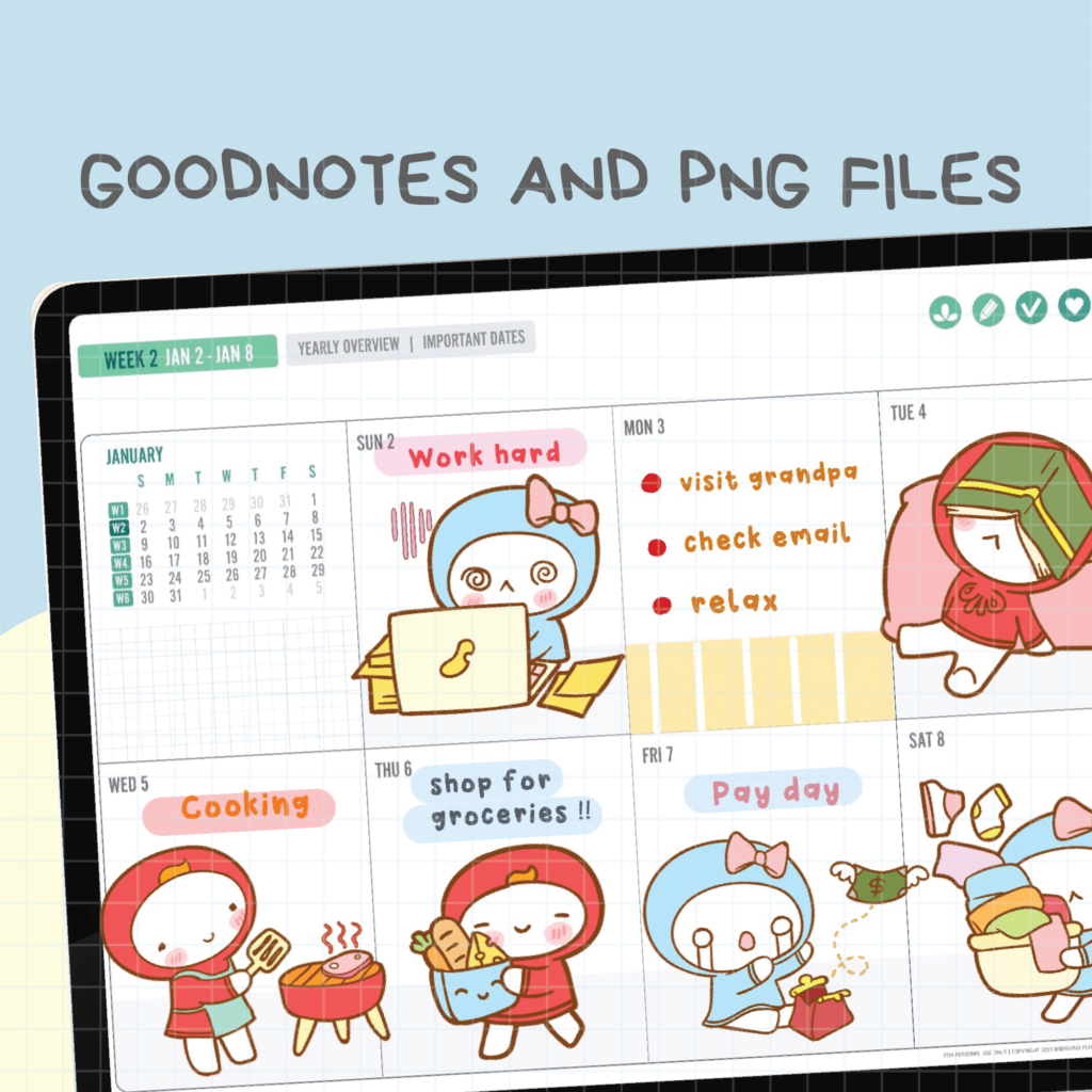 Cute Bundle Daily digital stickers | Goodnotes Stickers | Cute Hand ...
