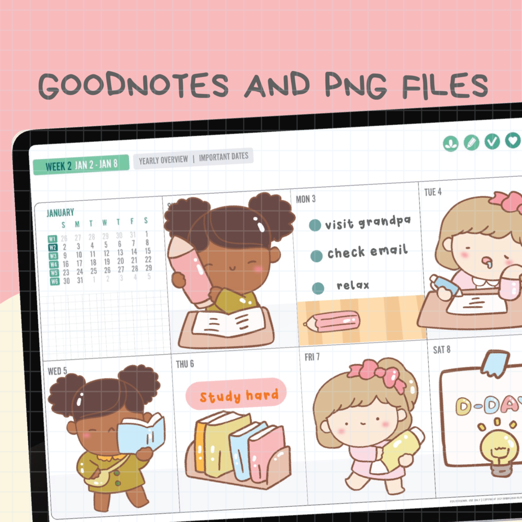 Study Sticker Draw Study digital stickers | Goodnotes Stickers | Cute Hand Draw | Digits ...