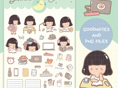Study zone  digital stickers | Goodnotes Stickers | Cute Hand Draw | Digits Stickers | planner | kawaii | precropped png